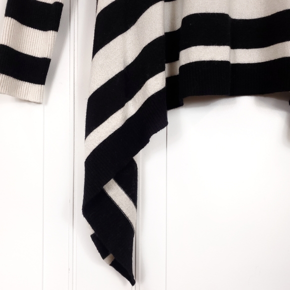 INC Cashmere Wool Striped Handkerchief Knit Top Large Petite LP Cozy Black White - Picture 4 of 11